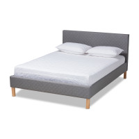 Baxton Studio CF9014-Grey-King Aneta Modern and Contemporary Grey Fabric Upholstered King Size Platform Bed